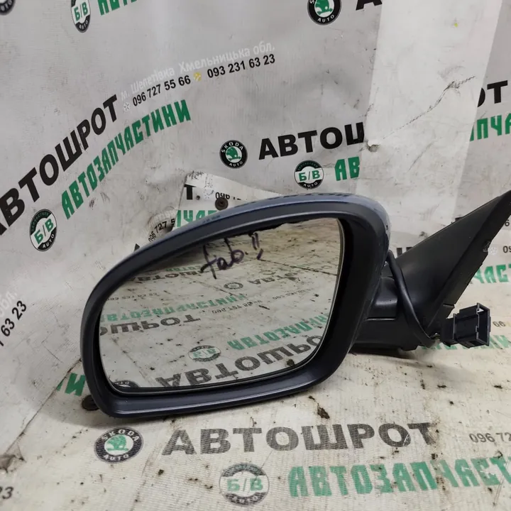 Дзеркало ліве електричне Шкода Фабія 2 / Skoda Fabia II 5J0857933 сіро-блакитне